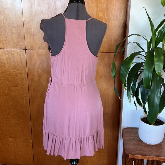 Beautiful blush wrap dress with ruffle detail and racer back. - Picture 3 of 5